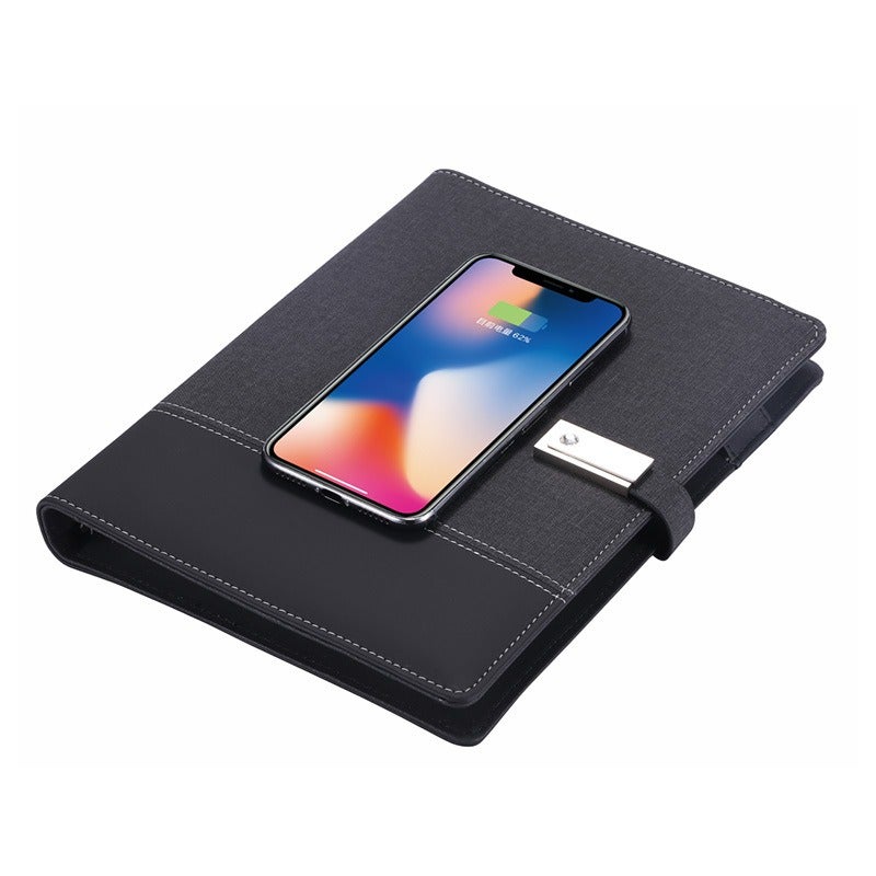 ليزم دفتر ملاحظات ذكي قابل للشحن مع باور بانك وشحن لاسلكي وذاكرة USB من LISM، مقاس A5، غلاف جلدي، هدية أعمال - Image 4
