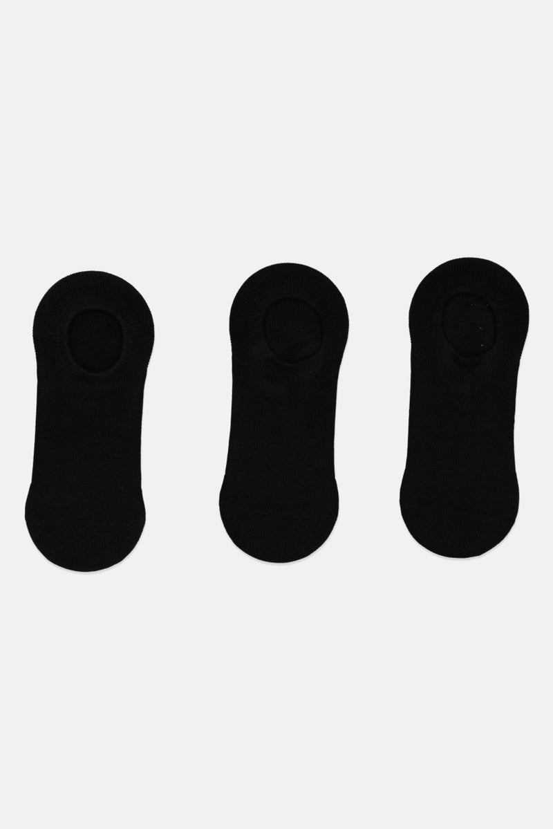Kathy Ireland Women 3 Pairs Textured Invisible Socks, Black - Image 4