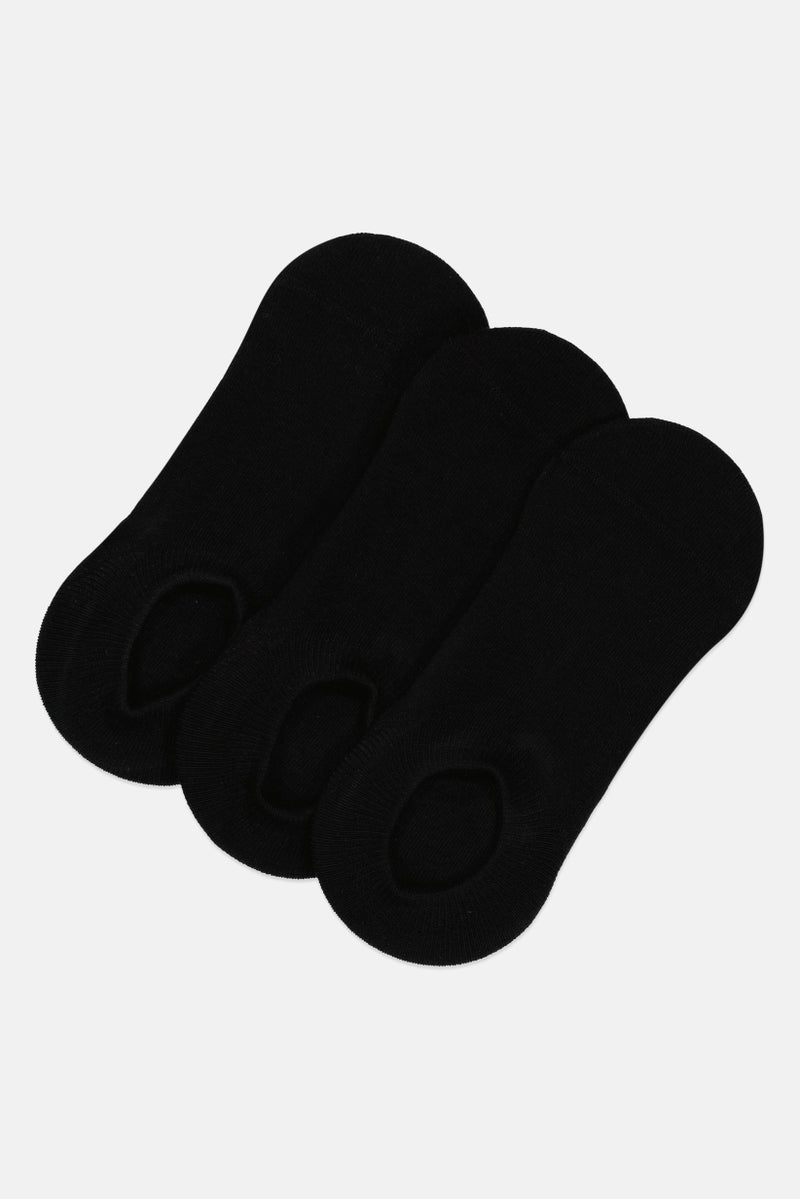 Kathy Ireland Women 3 Pairs Textured Invisible Socks, Black - Image 1