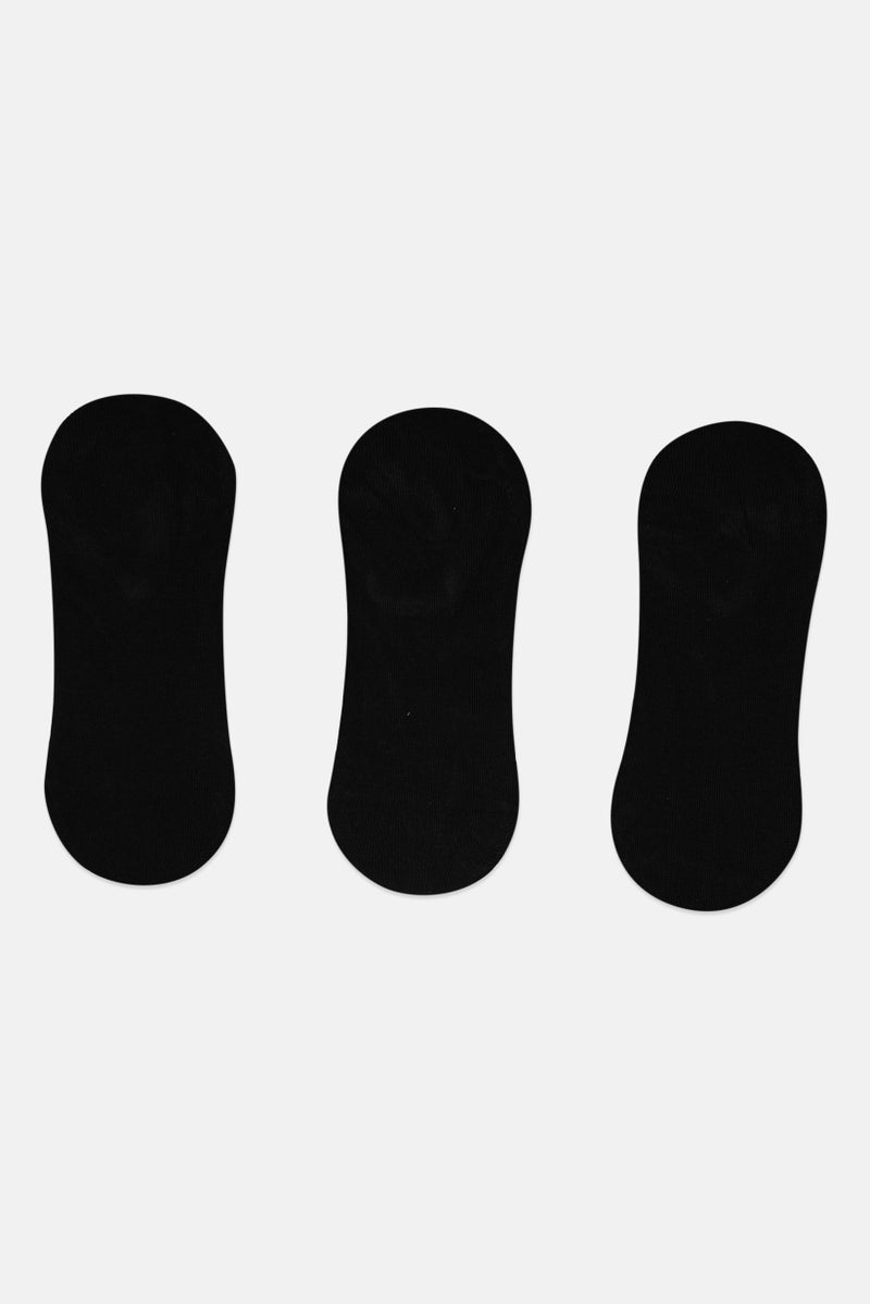 Kathy Ireland Women 3 Pairs Textured Invisible Socks, Black - Image 2