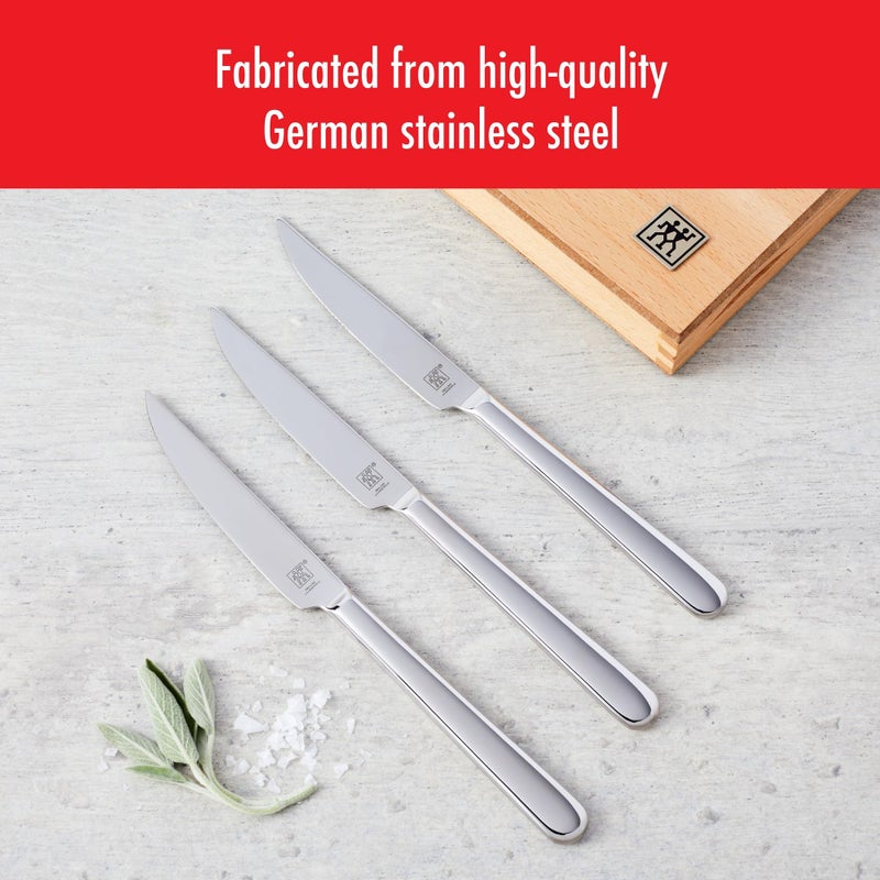 ZWILLING Contemporary Steak Knife Set of 8, Oval handle, Stainless Steel, with 12" x 10" case - Image 3