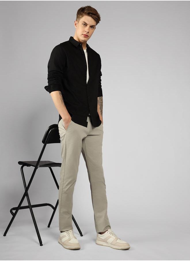 Dennis Lingo - Men's Slim Fit Black Casual Cotton Spread Shirt - Image 1