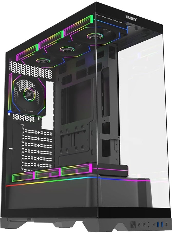 ماجيستي صندوق كمبيوتر ماجيستي طويق ميد تاور – 7 مراوح ARGB، دعم ATX، Type-C، تصميم يعكس هيبة جبل طويق