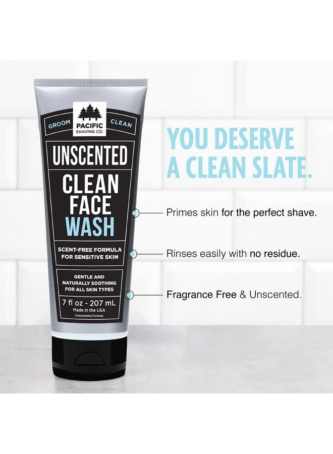 شركة باسيفيك شيفينج غسول الوجه النظيف من شركة باسيفيك شيفينغ - منظف لطيف للوجه بدون رائحة مع ملح البحر والصبار - غسول مرطب للوجه للرجال للبشرة الحساسة (7 أونصة) - Image 2
