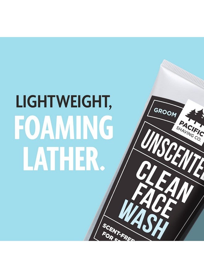 شركة باسيفيك شيفينج غسول الوجه النظيف من شركة باسيفيك شيفينغ - منظف لطيف للوجه بدون رائحة مع ملح البحر والصبار - غسول مرطب للوجه للرجال للبشرة الحساسة (7 أونصة) - Image 4