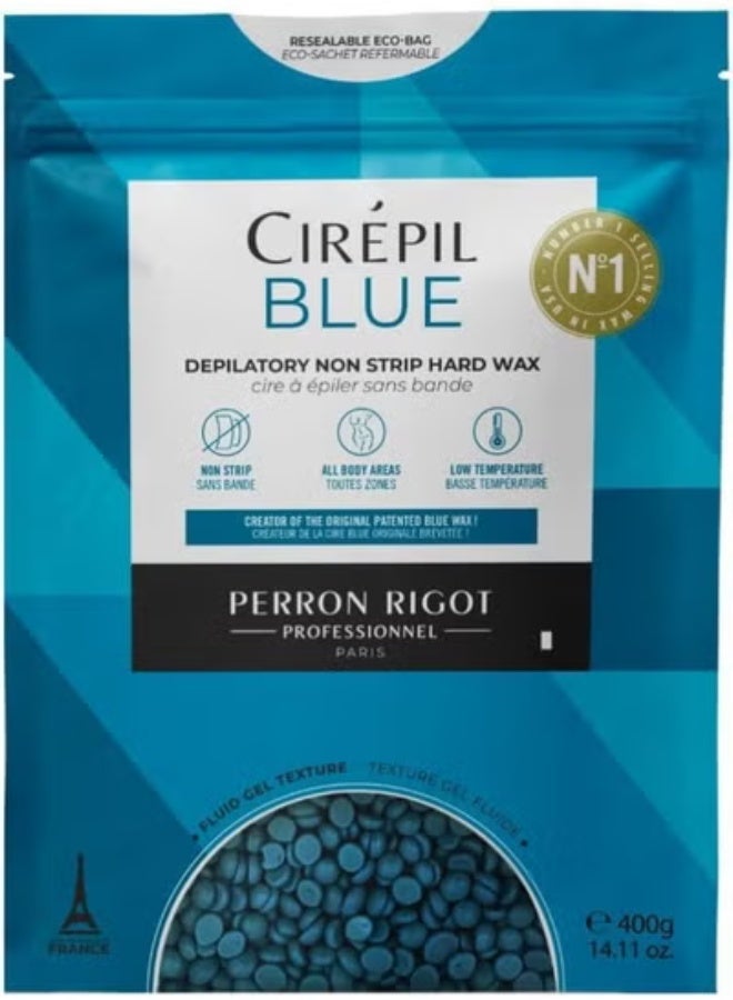 Cirepil Blue 400g Unscented All-Purpose Wax Beads - Perfect for Sensitive Skin, Easy Removal Peel-Off Texture, Fluid Gel, NO STRIP NEEDED
