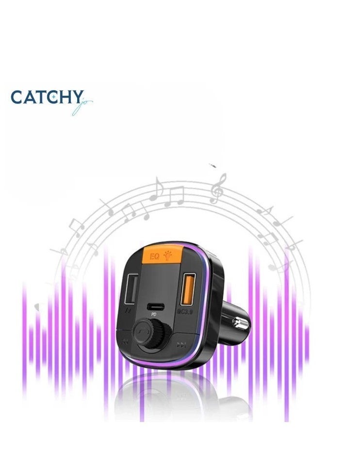 CATCHY Y45 Car Charger with Bluetooth V5.0, Digital Display & FM Transmitter – Dual USB Ports for Fast Charging, Hands-Free Calls, HiFi Music Playback, RGB Backlit Light, FM Radio Support, and Smart Voltage Monitoring – Compatible with iPhone, Samsung, Android & More - Image 2