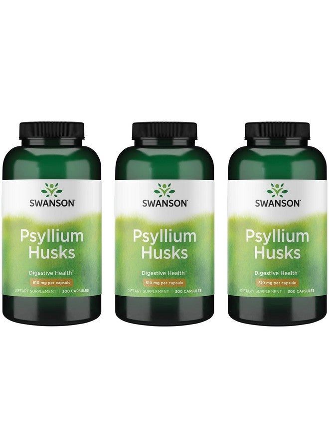Swanson Psyllium Husk Dietary Fiber Supplement 610 mg 300 Capsules - (3 Pack)