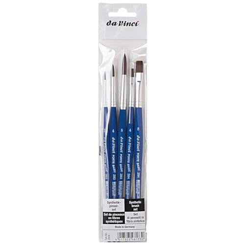 da Vinci Student Series 3504 Forte Student 5 Brush Set Beginner Forte Synthetics with Blue Handles Rugged and Strong for All Media