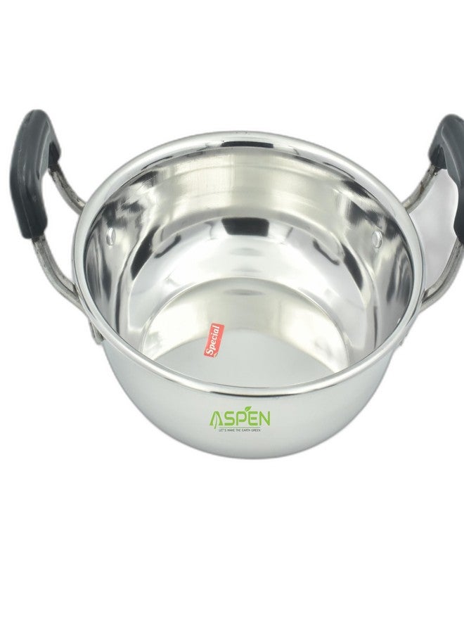 ASPEN Multipurpose Use Stainless Steel Kadai/Fry Pan/Stainless Steel Fry Pan - 9 Inch (24 Cm Dia) - Image 1