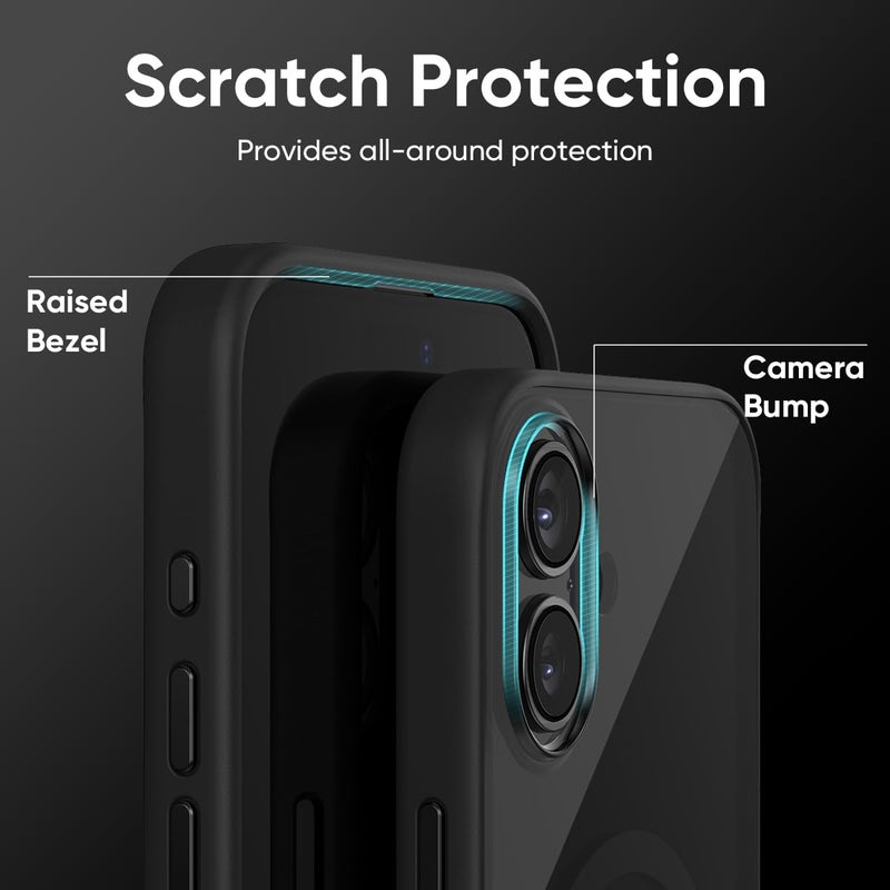 FLOLAB حافظة FLOLAB Surtect Tri-Fusion المغناطيسية لجهاز iPhone 17 تصميم نحيف واقي متوافق مع Magsafe بدرجة عسكرية - أسود شفاف كامل - Image 5