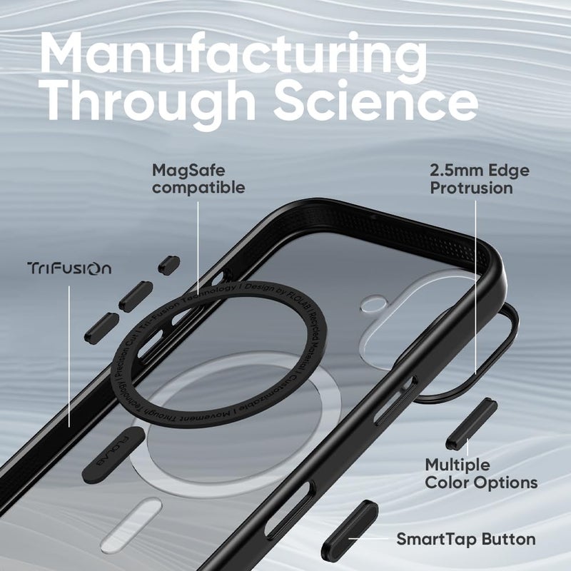 FLOLAB حافظة FLOLAB Surtect Tri-Fusion المغناطيسية لجهاز iPhone 17 تصميم نحيف واقي متوافق مع Magsafe بدرجة عسكرية - أسود شفاف كامل - Image 3