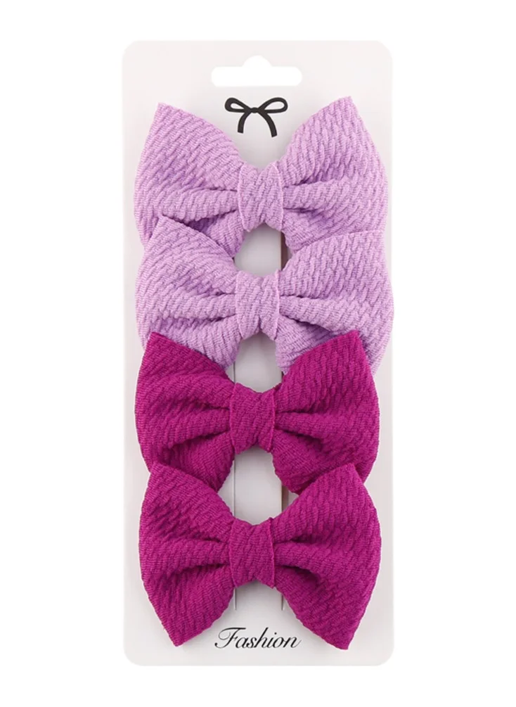 دىدانيالا Nisha Ribbon Bow Clip Set For Babies and Girls -  Purple & Dark Violet