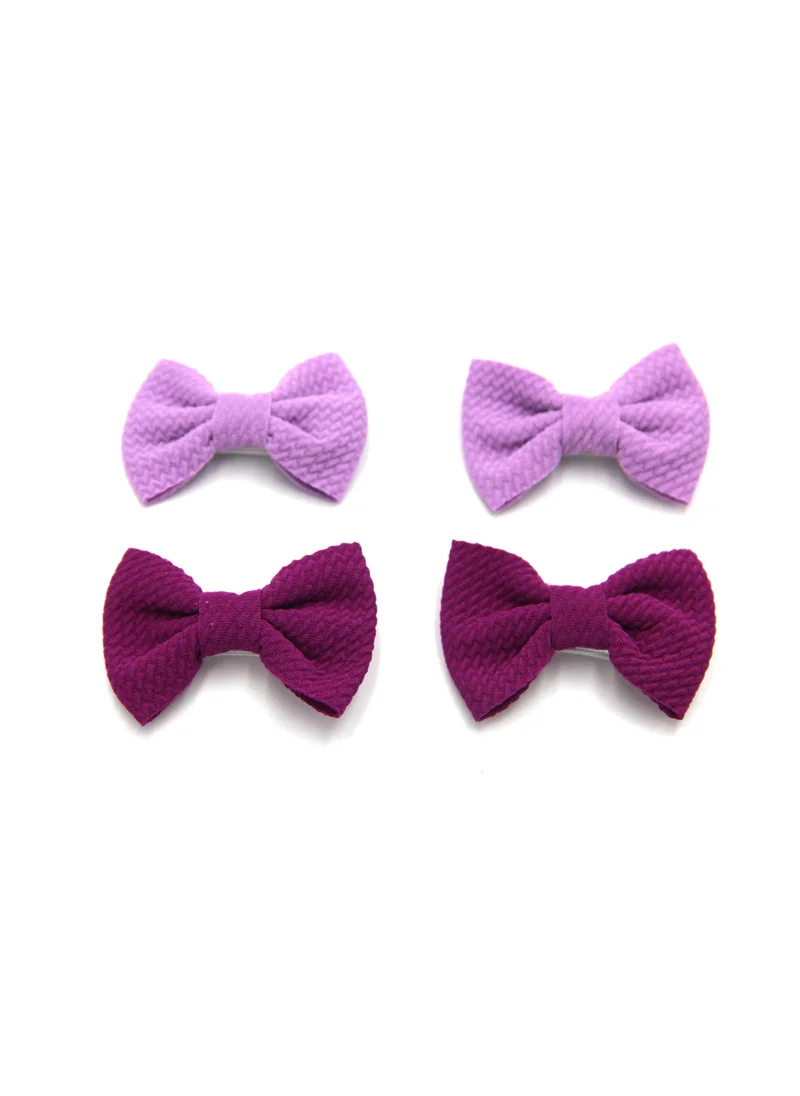 دىدانيالا Nisha Ribbon Bow Clip Set For Babies and Girls -  Purple & Dark Violet