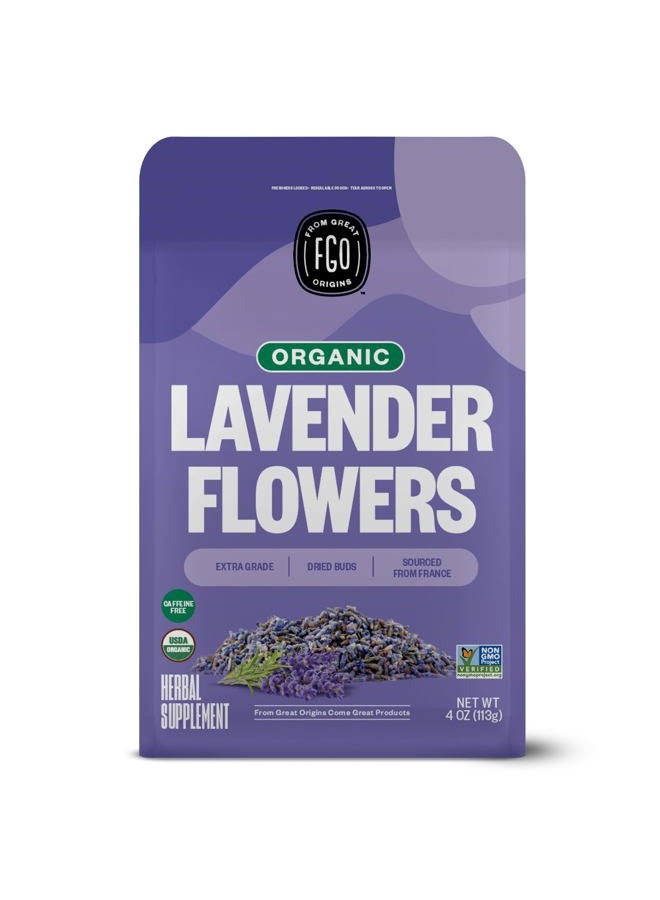 FGO Organic Dried Lavender Flowers, Extra Grade Dried Buds, Imported From France for Culinary or Sachet Bags, 4oz, Packaging May Vary (Pack of 1) - Image 1