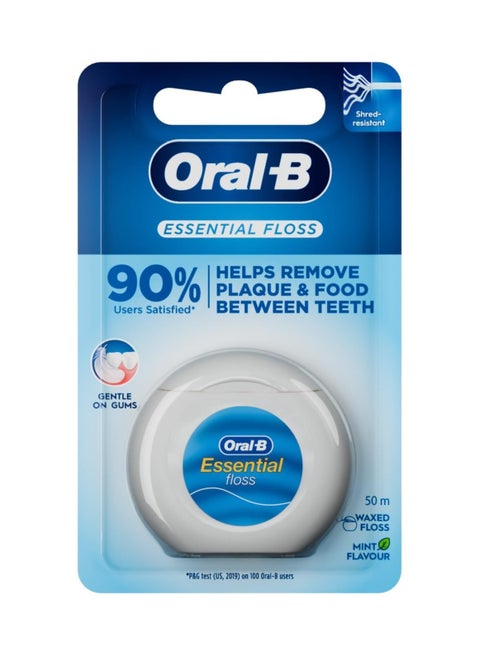 Waxed dental floss, 50 meters, mint. Removes plaque bacteria in the space between the teeth and on the gum line. Thin and easy to glide through hollow core technology Promotes easy cleaning even between closely spaced teeth.