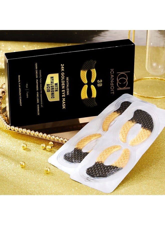 ICDI ICANdOIT Icandoit 24K Gold Eye Mask For Dark Circles&Puffinessantiagingantiwrinkle With Hyaluronic Acid And Collageneye Zone Care Eye Patches For All Skin Typesbest Gift Idea For Women&Men7Pairs - Image 3