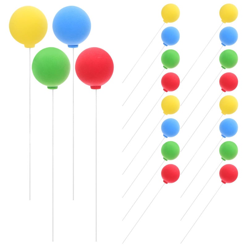 BESTonZON 40pcs Mini Balloon Cake Toppers Colorful Round Clay Birthday Cupcake Decorations - Image 2