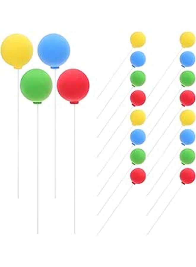 BESTonZON 40pcs Mini Balloon Cake Toppers Colorful Round Clay Birthday Cupcake Decorations - Image 1
