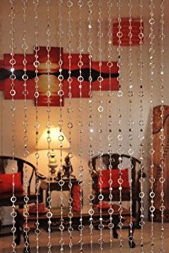 Asian Home Beautiful Acrylic Beaded Curtain  Silver Circles
