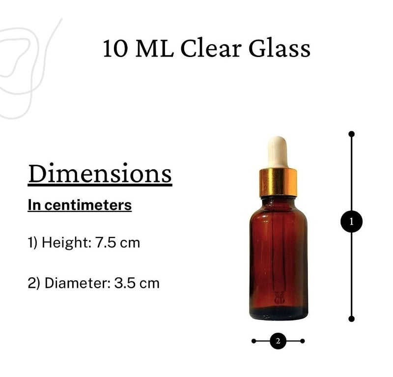 VOW 10 ML Amber Round Empty Glass Bottle Glass Dropper Golden Ring Silicone White Teat Refillable Reusable Leak Proof for Essential Oils PerfumesPack of 12 - Image 4