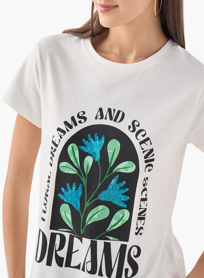 سبلاش فيڤ تيشيرت بياقة مستديرة مزين بأكمام قصيرة - Image 4