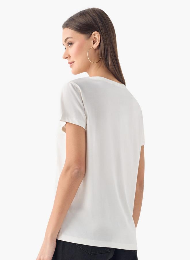 سبلاش فيڤ تيشيرت بياقة مستديرة مزين بأكمام قصيرة - Image 3