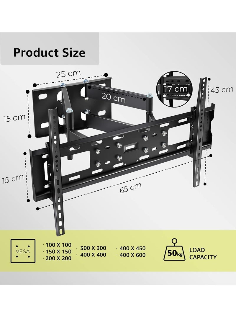 ELTRAZONE Adjustable, Tilting and Swivelling TV Wall Mount for Curved Flat TVs and Monitors VESA 400 x 600 Max (32-75 Inch) 50 kg Max TV Mount, Tilt, Swivel - Image 5