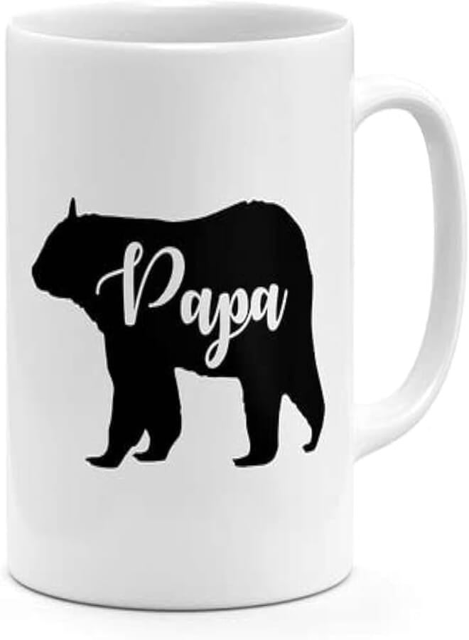 RYN PRINTED DESIGN Papa Bear Silhouette Coffee Mug White 11ounce