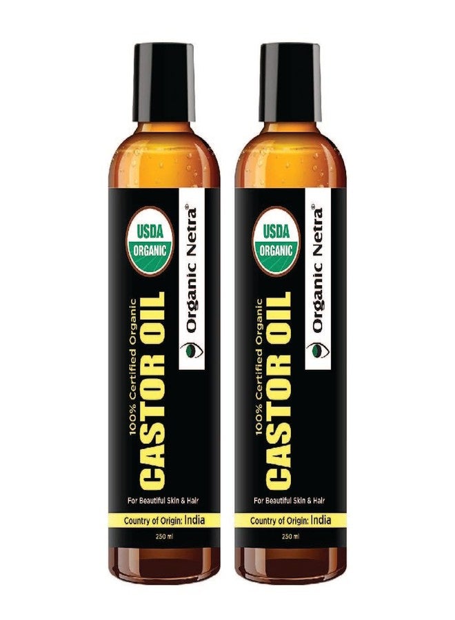 Organic Netra Castor Oil for Skin and Hair, Softening, Smoothening & Moisturizing Skin, Hair and Eyelashes, Repairs Splitends and Reduces Dandruff - 250ml (Pack of 2) - Image 1