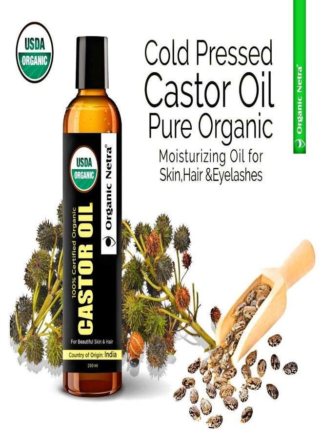 Organic Netra Castor Oil for Skin and Hair, Softening, Smoothening & Moisturizing Skin, Hair and Eyelashes, Repairs Splitends and Reduces Dandruff - 250ml (Pack of 2) - Image 2