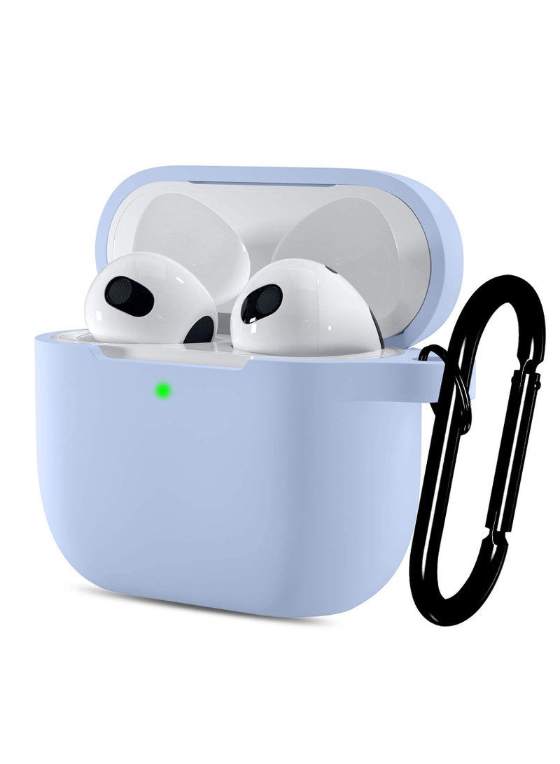 سزوكست غطاء حافظة AirPods 4 مع سلسلة مفاتيح حماية كاملة للجسم من السيليكون الناعم اللطيف المقاوم للصدمات متوافق مع غطاء AirPods الجيل الرابع 2024 للنساء والرجال LED أمامي أزرق سماوي مرئي - Image 1