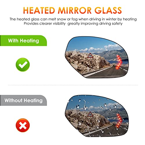 ILONPA استبدال زجاج مرآة السائق الأيسر ومرآة الراكب الأيمن لسيارات شيفروليه سيلفرادو 07-14 سوبربان تاهو أفالانش جي إم سي سييرا يوكون كاديلاك مرآة مدفأة مع ضوء إشارة استبدال GM1324138 GM1325138 - Image 3