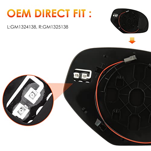 ILONPA استبدال زجاج مرآة السائق الأيسر ومرآة الراكب الأيمن لسيارات شيفروليه سيلفرادو 07-14 سوبربان تاهو أفالانش جي إم سي سييرا يوكون كاديلاك مرآة مدفأة مع ضوء إشارة استبدال GM1324138 GM1325138 - Image 2