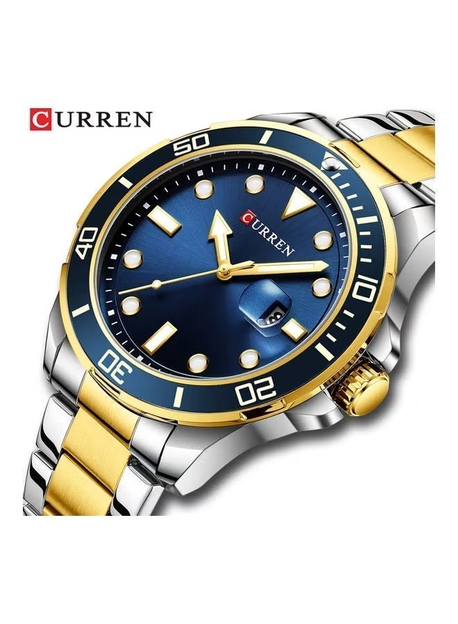CURREN Men's Quartz Classic Wrist Watch - 47mm - Gold/Silver - Image 3