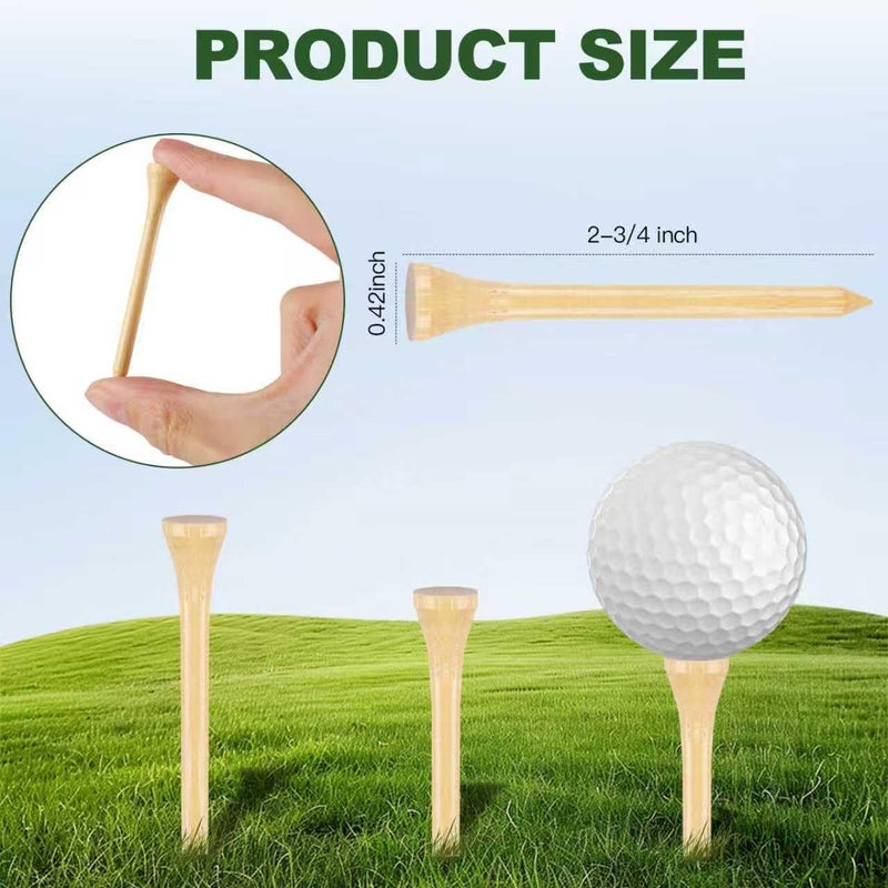 Guirnd 150PCS Professional Wooden Golf Tees 2 3/4 inch Biodegradable Bamboo Golf Tees, Stable and Reliable, Available in Natural Color - Image 2