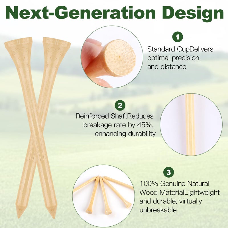 Guirnd 150PCS Professional Wooden Golf Tees 2 3/4 inch Biodegradable Bamboo Golf Tees, Stable and Reliable, Available in Natural Color - Image 5