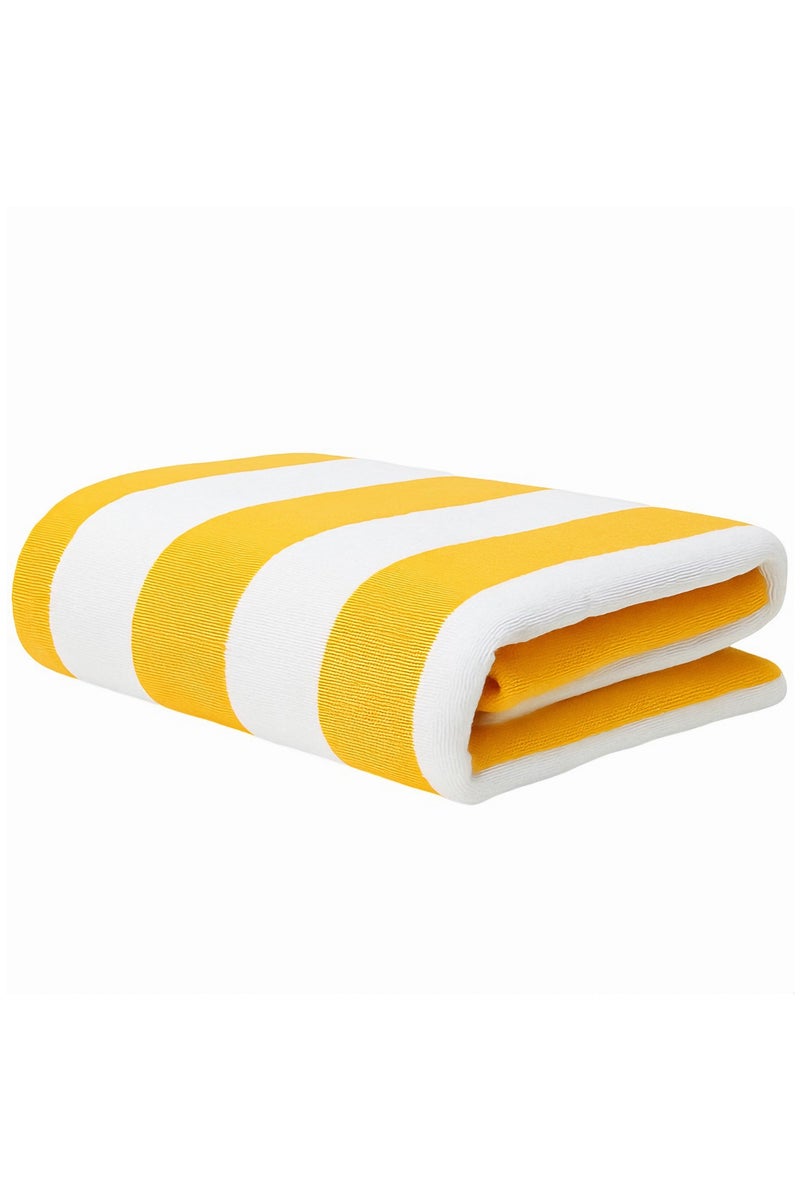 فابينني منشفة شاطئ فاخرة كبيرة الحجم 90×180 سم، منشفة حمام فاخرة مخططة، منشفة سبا كبيرة الحجم، مقاومة للرمال، منشفة فندقية 5 نجوم، صفراء - Image 1