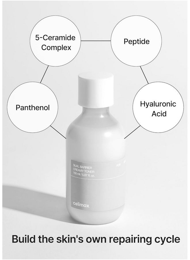 celimax Dual Barrier Creamy Toner | With Ceramides, Peptide, Oil & Alcohol Free, Facial Astringent, Hydrating, Calming, Soothing, Non Irritating,150Ml  - Image 5