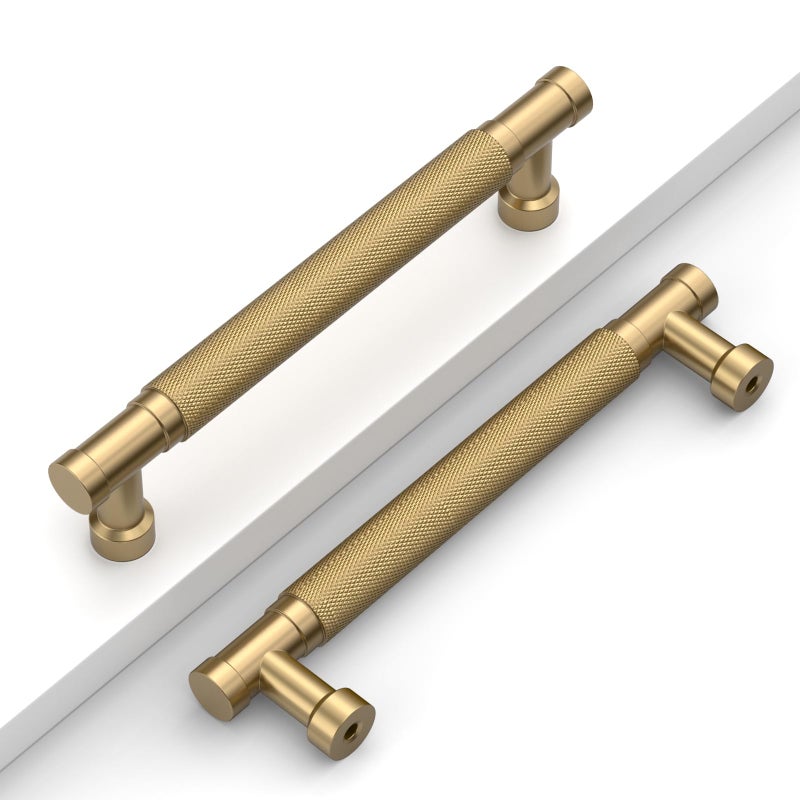 Coinkoly 10 Pack 5''(128mm) Champagne Bronze Knurled Cabinet Handles Kitchen Champagne Pulls for Cabinets Drawer Pulls Dresser Hardware for Cupboard Bathroom - Image 1