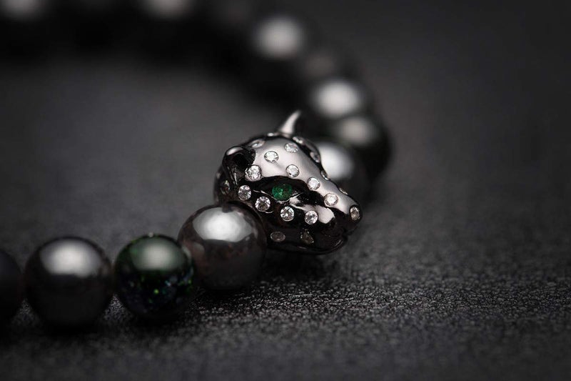 Karseer Black Panther Magnetic Hematite and Matte Onyx Natural Stones Beaded Stretch Bracelet Energy Crystal Meditation Prayer Stress Relief Beads Bracelet for Men Women - Image 4