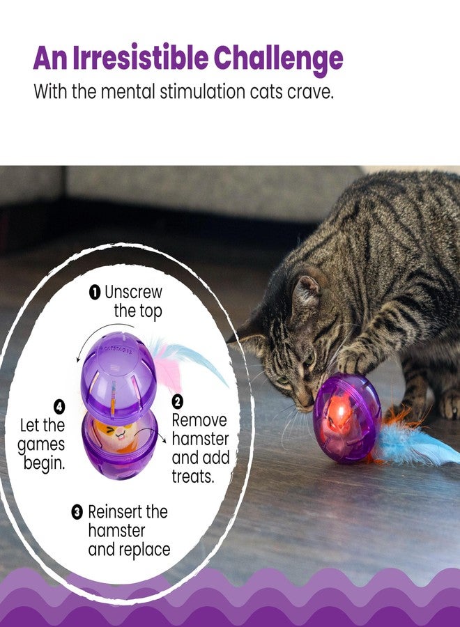Catstages Hamster Ball Interactive Treat-Dispensing Ball Puzzle Cat Toy with Removable Squeaking Plush Hamster, Purple - Image 4