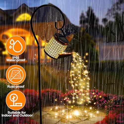ZKLiLi Solar Watering Can with Cascading Lights Garden Decorative Waterfall Outdoor Waterproof Hanging Solar Lantern Yard DecorGifts for Mom Grandma Women Birthday - Image 3