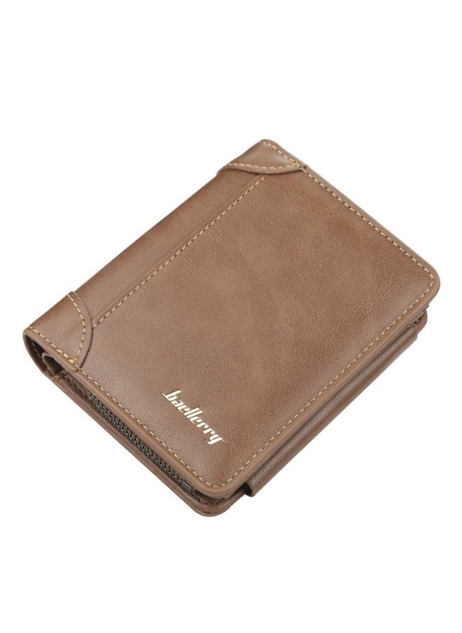 baellerry Men's Short Wallet Three-fold Vertical Money Clip Multi-card Business Card Bag  - Image 1