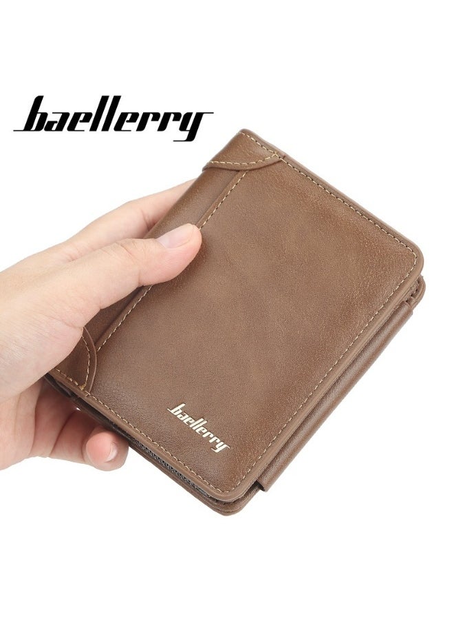 baellerry Men's Short Wallet Three-fold Vertical Money Clip Multi-card Business Card Bag  - Image 2