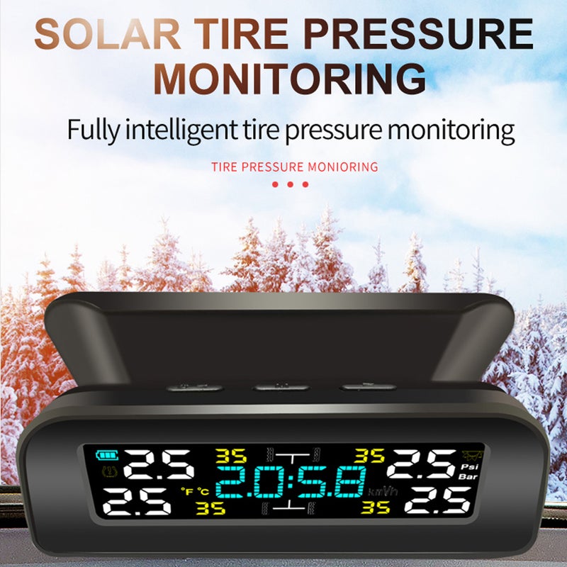 Car Universal Solar Tire Pressure Monitoring System USB Rechargeable High Accuracy TPMS Tire-Pressure Measurement Device Monitor Gauge - Image 2