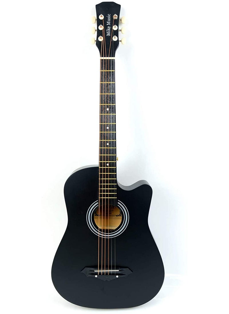 Mike Music - Mike Music 38-Inch Acoustic Guitar with Bag, Strings, Capo, Picks & Strap -Black Matte - Image 1