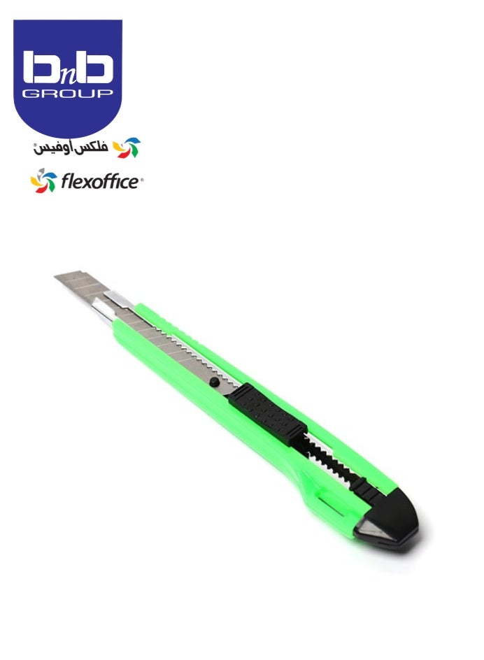 FLEXOFFICE Utility Knife Retractable Box Cutter 18mm Stainless Steel Blade Cutter Knife for Carton Cardboard Arts Crafts-Green. - Image 3