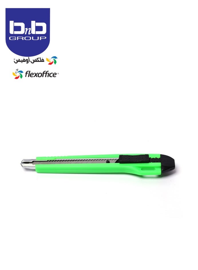 FLEXOFFICE Utility Knife Retractable Box Cutter 18mm Stainless Steel Blade Cutter Knife for Carton Cardboard Arts Crafts-Green. - Image 2