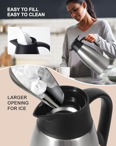 Tgvasz 70 OZ Thermal Coffee Carafe,Updated Insulated Stainless Steel Coffee Carafes for Keeping Hot Coffee & Tea Hot Beverage-12Hours, Double Walled Vacuum Coffee Carafe (silver) - Image 4